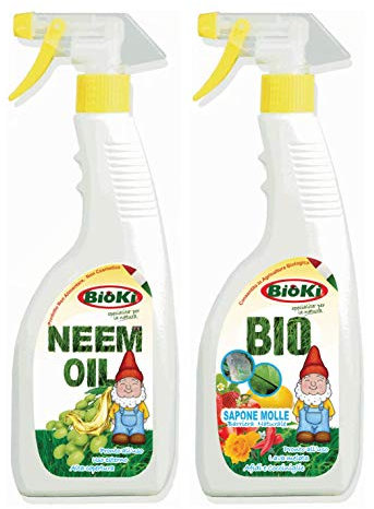 Offertissima composta da 1 Olio di neem da 650 ml + 1 Sapone molle da 650 ml indicati in presenza di afidi, cocciniglie ed insetti in genere per piante da terrazzo, balcone e giardino
