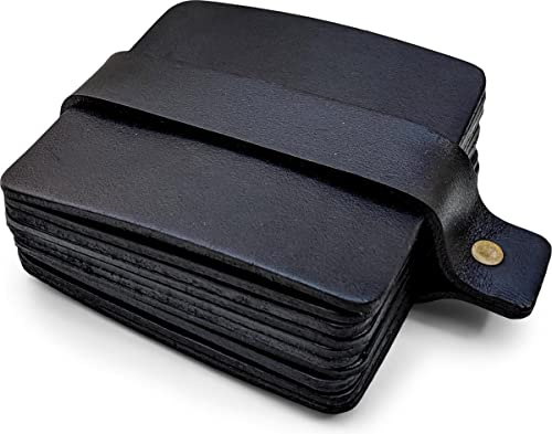 Brute Strength - Sottobicchieri in pelle pieno fiore - Nero - Quadrato - 10 pezzi - Sottobicchiere quadrato per vetro - Sottobicchieri per bevande - include il supporto