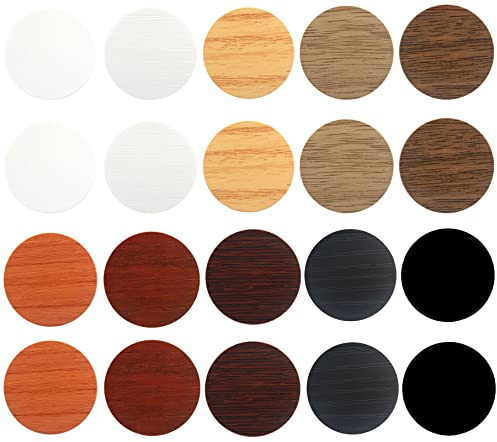 540 Pieces Hole Covers Stickers, Adhesive PVC Cover Caps, 10 Sheets Textured Furniture Stickers in 10 Colors for Cabinets, Bookcase, Desk, Countersunk Screws, Cam Lock (Mixed Color)