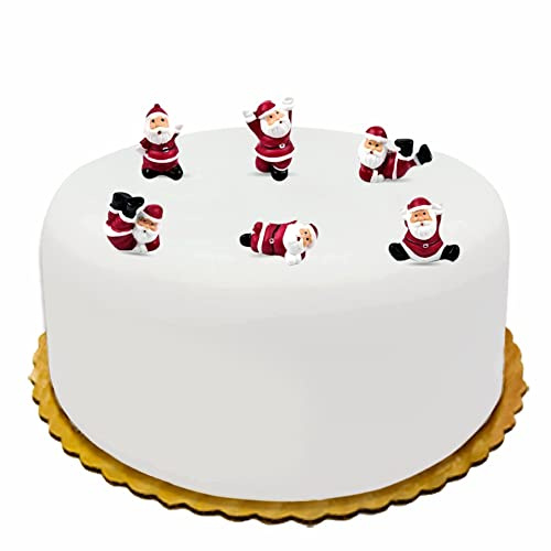 Lot de 6 décorations de gâteau de Noël en forme de bûche de Noël - Non comestibles - Fournitures de fête - Décorations de Noël - Père Noël