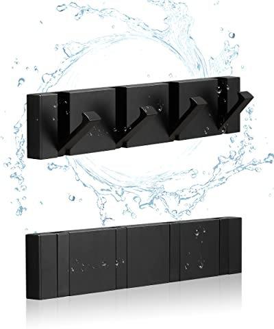MrsJeggy 2 Pack，Waterproof Towel Hooks for Bathrooms，Foldable Coat Hooks Wall Mounted，Free Perforated，Modern Robe Hooks，Bathroom Towel Hook，Also for Balcony.