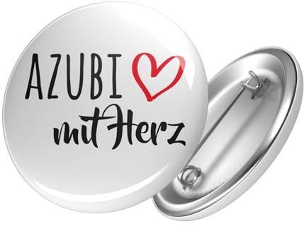 Huuraa Ansteckbutton Azubi mit Herz Geschenk Größe 59mm Azubi Accessoire