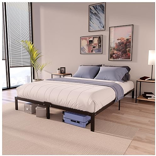 Dreamzie Cama 200x200 cm de Metal Negro, Altura 35cm – Cama King Size 200x200 con Montaje Fácil y Rápido, Estructura Estable y Diseño Elegante