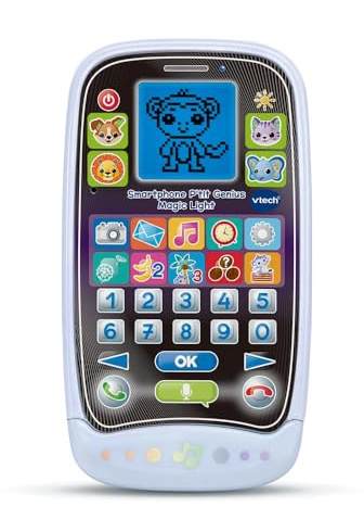 VTech - Smartphone P'tit Genius Magic Light, Téléphone Jouet avec Écran Rétroéclairé, 10 Activités et Jeux Éducatifs, Effets Lumineux, Cadeau Enfant de 2 Ans à 6 Ans - Contenu en Français