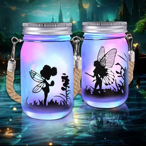 EUZLABBY Lanterne Solari da Esterno,6 Pezzi Vaso di Muratore Solare Fata,Il Fata Farfalla Nella Barattolo di vetro,Impermeabile IP65,Appendere/Piatto,per Giardino Esterni Interni Feste Natale.