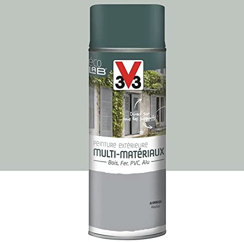 V33 Bombe de Peinture aérosol Déco LAB Extérieure Multi-Matériaux Aluminium Métallisé 0,4 L