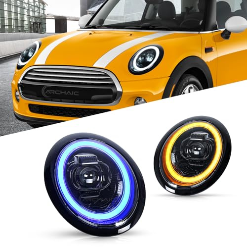 Archaic LED Fari Anteriori compatibili con Mini Cooper R50 R52 R53 2001-2007,luci anteriori con indicatori di direzione sequenziali, animazione DRL, coppia