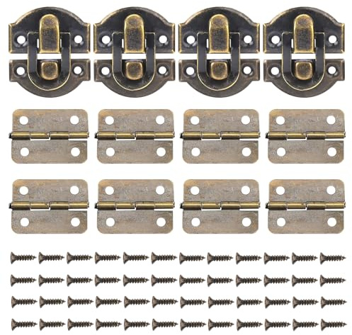 Lot de 12 petites charnières en bronze antique pour boîte à bijoux en bois avec kit de vis assorties, mini décoratives pour travaux manuels