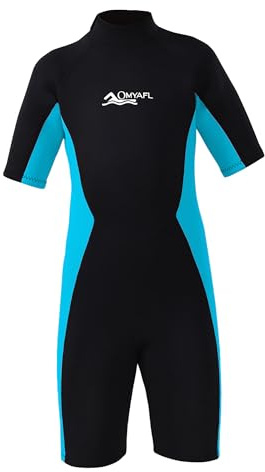 OMYAFL Wetsuit for Kids Boys Girls 2mm Neoprene Wetsuit in Cold Water Swimming and Surfing (Blue, 4)