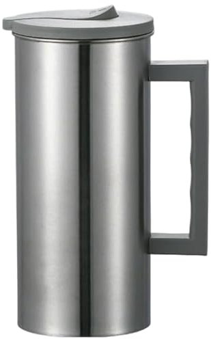 Jorzer Stainless Steel Pitcher with Lid, 1800ml Metal Pitcher, Large Opening Stainless Steel Jug with Handle, Non Slip Water Jug for Coffee, Tea, Juice, Beverages