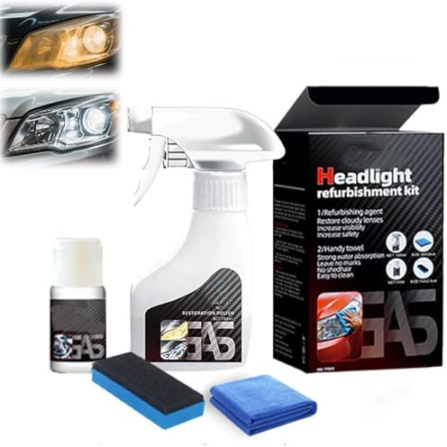 Générique Spray De Restauration De Phares 2025,Kit De RéNovation Et De RevêTement De Cristallisation pour Phares Automobiles,Nettoyant Et Restaurateur pour Phares Jaunis Et Opaques