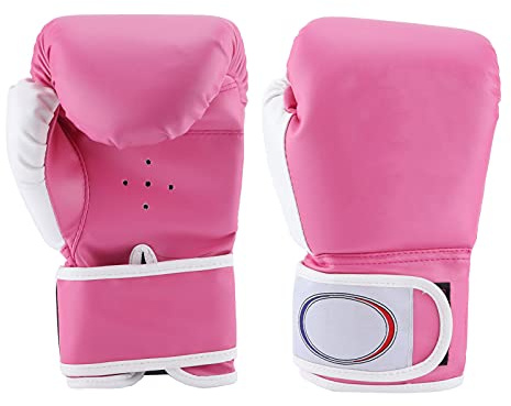 AJUNJIIL Boxningshandskar för barn, för träning, för boxningssäck, för sparring, för pojkar och flickor, 1 par, andningsbart material, hållbar design, bekväm passform, slagskydd (rosa)