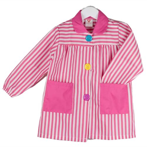 KLOTTZ Puor Schürze für Kinder, gestreift, für Schule, Basteln, fuchsia, 6