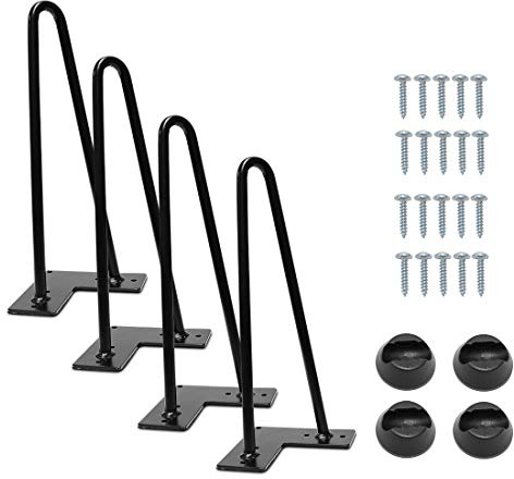 Signstek 12 (32cm) Hairpin Table Legs with Heavy Duty Metal and Industrial Design for Coffee Tables, Modern Desks and Night Stands, Two-Rod, Set of 4