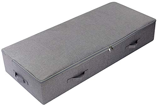 Contenitore portaoggetti per sotto-letto da 100 x 43 x 18 cm, per scarpe, con coperchio, antipolvere, traspirante, tavola di plastica durevole all’interno, grigio scuro