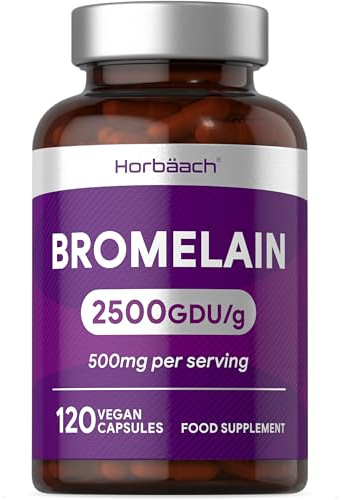 Bromelain Capsules 2500GDU/g - High Strength Digestive Enzyme Supplement | from Pineapple Extract (Ananas Comosus) - 500mg - 120 Vegan Capsules - by Horbaach