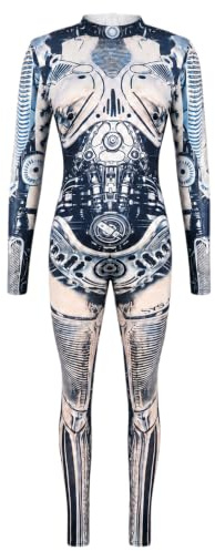 Seaur Halloweenkostym dam robot cosplay catsuit overall ben dräkt karneval L