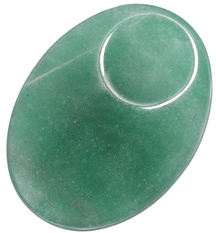 Nupuyai Aventurine Verte Naturelle Pierre de Pouce Ovale pour Soulagement de l'anxiété, Pierre d'inquiétude de Poche Polie avec Rainure pour le Pouce pour Reiki Méditation