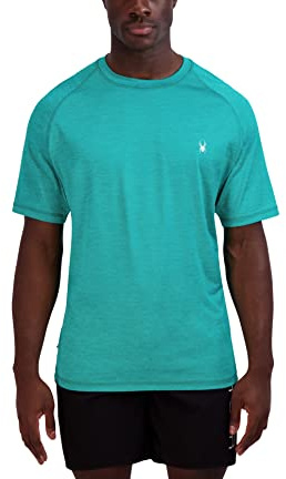 Spyder Men's Rash Guard UPF 30+ Short Sleeve Sun Protection Hybrid Swim Shirt-Quick Dry Rashugard (S-XXL), Scuba, Large
