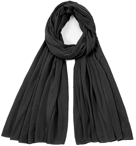 Van Der Rich ® – enfärgad halsduk mjuk stola 68 cm x 170 cm – damer, svart, En Storlek
