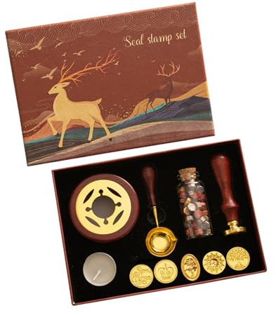 Wachssiegelwärmer, Wachssiegel Stempel, Wachssiegel Stempel Set, Siegelwachs Set, Ideal für Umschläge, Grußkarten, Bastelarbeiten, Weinsiegel, Hochzeits- Oder Partyeinladungen, Dankeskarten