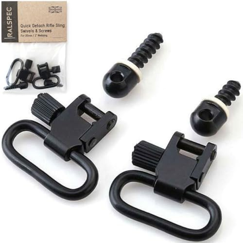 RALSPEC 1 25mm Quick Release Rifle Sling Swivels Mounts & Wood Screws Studs for Air Rifle & Gun Strap