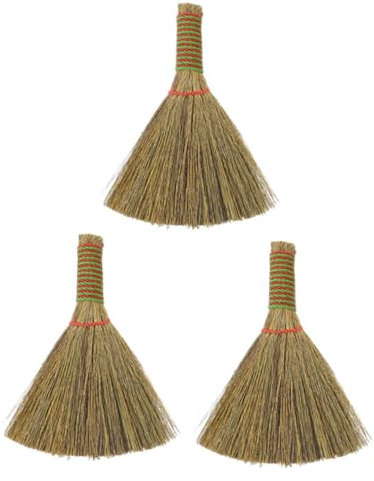 Amosfun 3pcs Portable Manual Desktop Small Broom Set, Lightweight Desk Cleaning Brush Short Handle for Home Kitchen Office Use