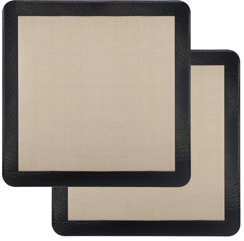 2Pcs Silicone Baking Mats for 12 Inch Cake Pan/12x12 Cheesecake Pan/Toaster Oven Air Fryer Liner, 11.75Square Food Grade Silicone Mats for Baking, Non Slip Silicone Baking Sheet, Non Stick Reusable