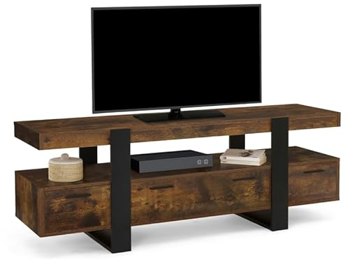 IDMarket - Mueble de TV Phoenix de 140 cm con cajones, madera envejecida, color negro