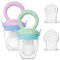 Vicloon Tétine en Silicone pour Bébé, Tétine Fruit Bébé en 2 Tailles, Tetine Sucette pour le Sevrage de Bébé, avec 2 Tétines de Remplacement, pour Fruits Légumes et Aliments Complémentaires