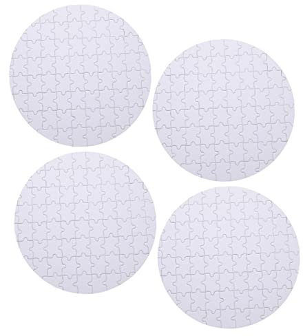 HONMEET 4stücke Teiliges Sublimationspuzzle Rund ø Vorgefertigte Abschnitte Thermotransfer Puzzle DIY Kreativset Für Kunst Und Geschenkgestaltung