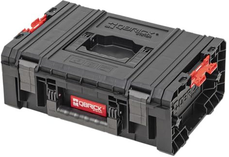 Qbrick - System PRO Technician Case 2.0 BLACK – Lockable Tool Organiser with Clamp Locks – Heavy Duty Technician Storage Case for Work Tools & Accessories