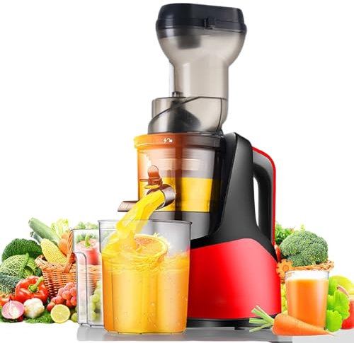 Långsam mastiseringsmaskin, automatisk kallpress med stor kapacitet, centrifugaljuicer med omvänd funktion, för hel frukt/glass/smoothie, lätt att rengöra
