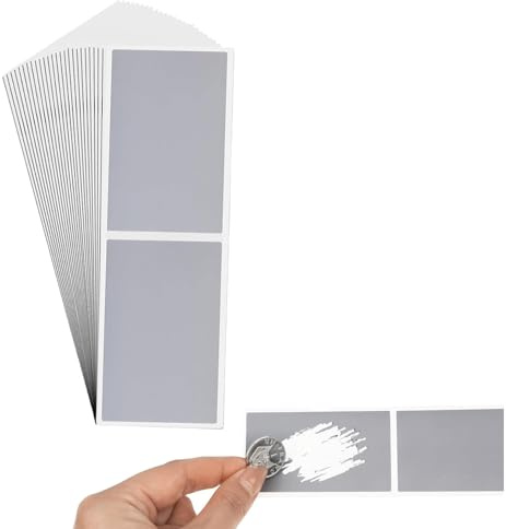 Fleymu 200 stycken 50 x 70 mm skrapklistermärken, gör det själv, silver gummietiketter, självhäftande skrapleletikett, gör egna skrapkort för bröllop, jul, födelsedagar (grå)