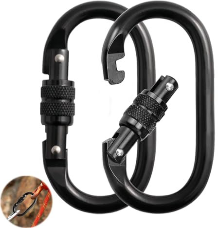 Karabiner Groß 25KN, 2 Stück Karabiner Klettern, O-förmige Schraubkarabiner,Schwerlast Karabinerhaken Klettern,Kletter Karabiner für Yoga, Hängematte, Camping, Schaukel, Klettern, Absei
