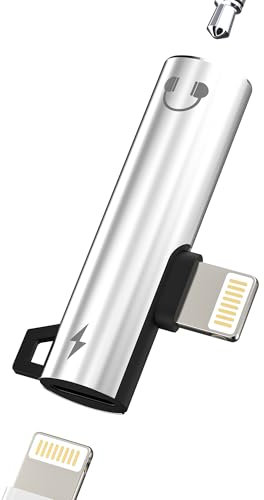 Adaptador Lightning a Jack Auriculares 3.5mm 2 en 1 para iPhone 14 13 12 Pro Max para Apple Clavija Cable AUXiliar Audio Cargador Conector Accesorios Coche Charger Convertidor para iPad Puerto Adapter