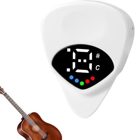 2 in 1 Stimmgerät für Gitarrenplektren, Batteriebetriebenes Digitales Stimmgerät mit 12 Gleichschwebenden Stimmungen und Bildschirmanzeige für Effizientes Stimmen Perfektes Gitarrengeschenk