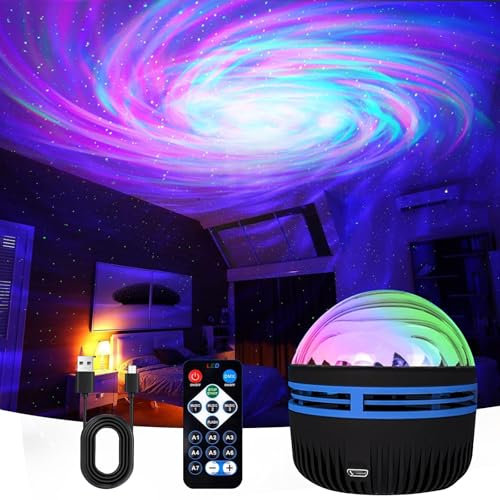 ALLWIN LED Sternenhimmel Projektor – Nachtlicht mit Fernbedienung, 7 Farben & RGB-Dimmung – Beruhigende Atmosphäre für Schlafzimmer, Kinderzimmer & Partys