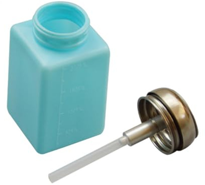 VICASKY Static Nail Pump Bottle with Stainless Steel Cover Reflux Liquid Dispenser for Nail Art Accessories Makeup Remover Manicure and Rubbing Alcohol Storage in Blue