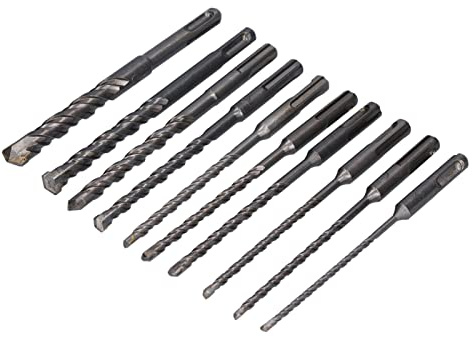 HELEVIA Juego de Brocas para Mampostería con Punta de Carburo para Hormigón con Fosos Dobles, Ranuras Dobles de 160 Mm de Largo, 4-14 Mm de Diámetro con Caja de Almacenamiento, Ideal