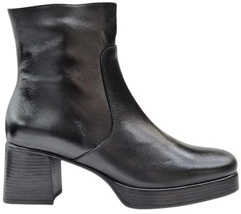 Adriann Lasconi - Botín 6911 - Piel Napa Negro | Plataforma 2cm | Tacón Ancho 6cm - Cuero para: Mujer Color: NAPA Negro Talla: 40