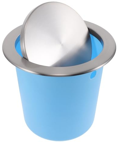 ROMISBABA Cubo de Basura Empotrado de Encimera Tapa Abatible de Acero Inoxidable y Plástico Tamaño Grande 430 MM Cubo Integrado para Cocina y Baño Ahorro de Espacio y Apertura Suave