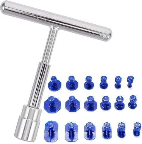 Kit Dent Repair Herramientas, con 18 Arandelas Azules, Kit Eliminador Abolladuras Carrocería, Kit De Extracción De Abolladuras, para Cuidado Externo del Automóvil, Reparación De Abolladuras