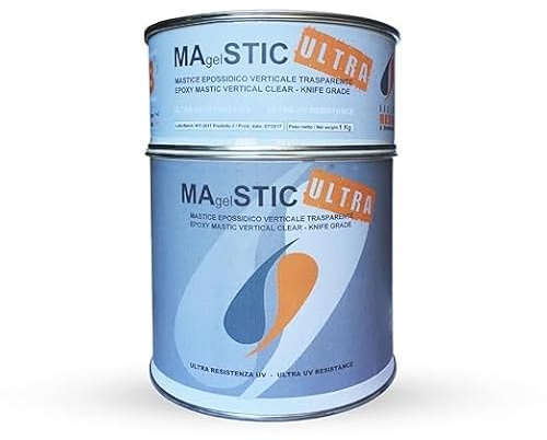 Resin Pro Magelstic - Mastic Epoxy Bi-Composant Semi-Transparent - Mastic et Collant Ultra Résistant pour Marbre, Granit, Pierre et Ciment - Usage Vertical, Résistant UV - 150g