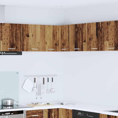 LoogCape Wall Cupboard, Old Wood and White, 57 x 57 x 40 cm, Hanging Corner Cabinet with Storage Space and Shelf, for Kitchen, Dining Room, Living Room, Hallway and Indoor Use