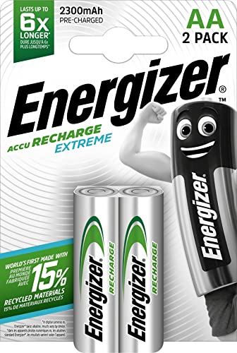 Energizer Accu Recharge Extreme 2300 AA BP2, Acumulador AA/2 SZT, Tamaño Único, Plateado