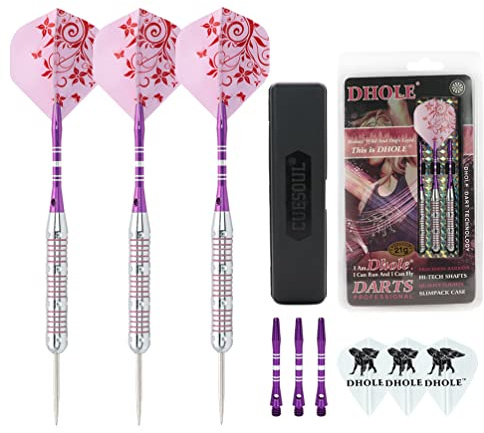 CUESOUL Pink Mesdames 21 Grams Steel Tip Darts avec 2 Ensembles d'arbres en Aluminium (C.FB.DHOL-F1207)