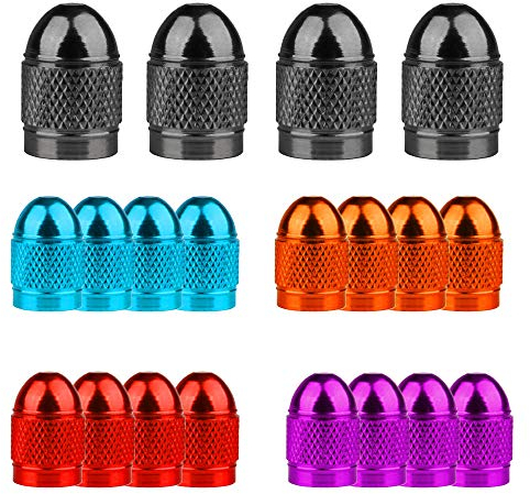 Senven 20 Pcs hochwertige Farb-Ventilkappen, Aluminium-Ventilkappen, Reifenventil-Staubkappen Auto, LKW, Motorrad, Fahrrad verhindern Luftleckage - Universal-Reifenventilkappen