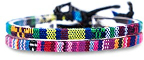 Made by Nami 2 Pcs Boho Surfer Bracelets for Women and Men Waterproof and Adjustable Braided Bracelets Set of 2 for Ethnic Hippie Style (Pink & Turquoise)