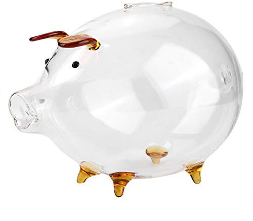 Cochon Tirelire en Verre, Transparent Tirelire Cochone, Grande Capacité Coin Saver Bank, Pig Money Saving Box, Enfants Cadeau pour Enfants Amis Adultes à Noël,18 x 12 x 12cm, 500 pièces Capacité